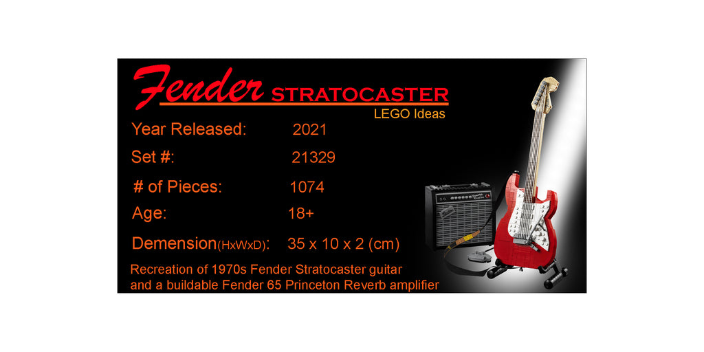 Display Stand / Plaque for LEGO Fender Stratocaster Set 21329