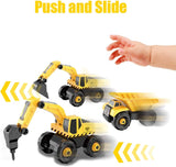 DIY Take-Apart Trucks Construction Vehicles Excavators DIY Building Educational Gift Toys for Boys Girls Age 3 4 5 (104PCS)