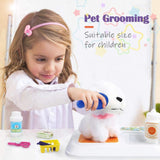Pet Care Play Set Pretend Play Feeding Dog Backpack Vet Kit Educational Games Animals Toys for Kids Children (16 pcs)