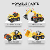 DIY Take-Apart Trucks Construction Vehicles Excavators DIY Building Educational Gift Toys for Boys Girls Age 3 4 5 (104PCS)