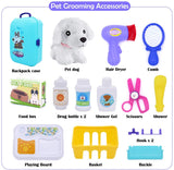 Pet Care Play Set Pretend Play Feeding Dog Backpack Vet Kit Educational Games Animals Toys for Kids Children (16 pcs)