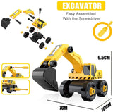 DIY Take-Apart Trucks Construction Vehicles Excavators DIY Building Educational Gift Toys for Boys Girls Age 3 4 5 (104PCS)