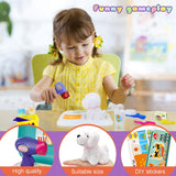 Pet Care Play Set Pretend Play Feeding Dog Backpack Vet Kit Educational Games Animals Toys for Kids Children (16 pcs)