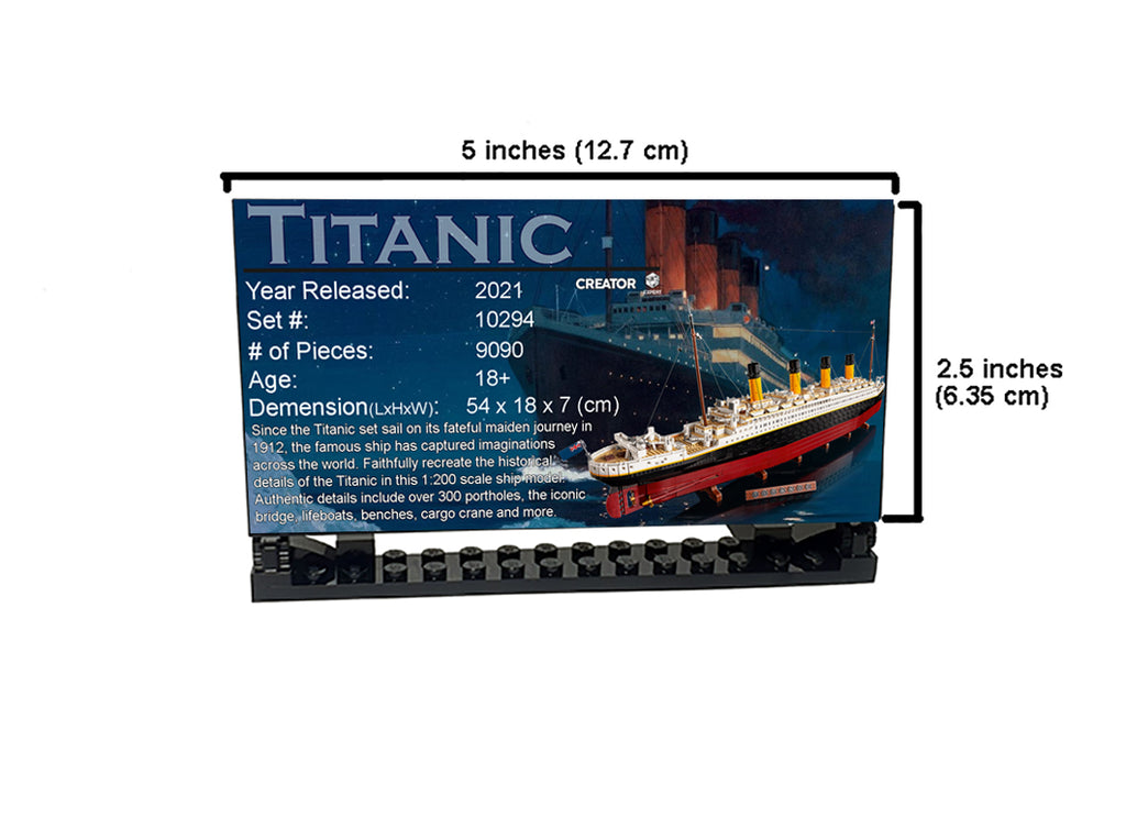 Display Plaque Stand for LEGO Titanic Set 10294 (2nd edition)
