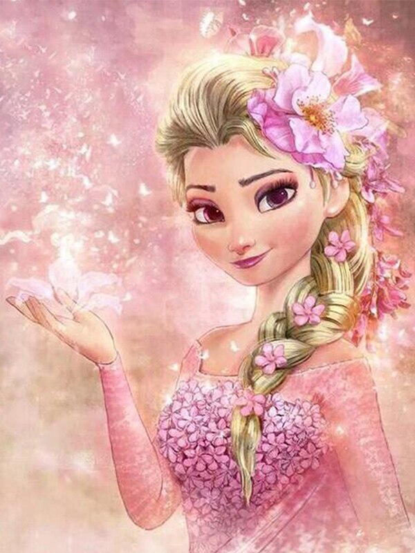 Disney Frozen Elsa in Pink 5D Diamond Painting Art
