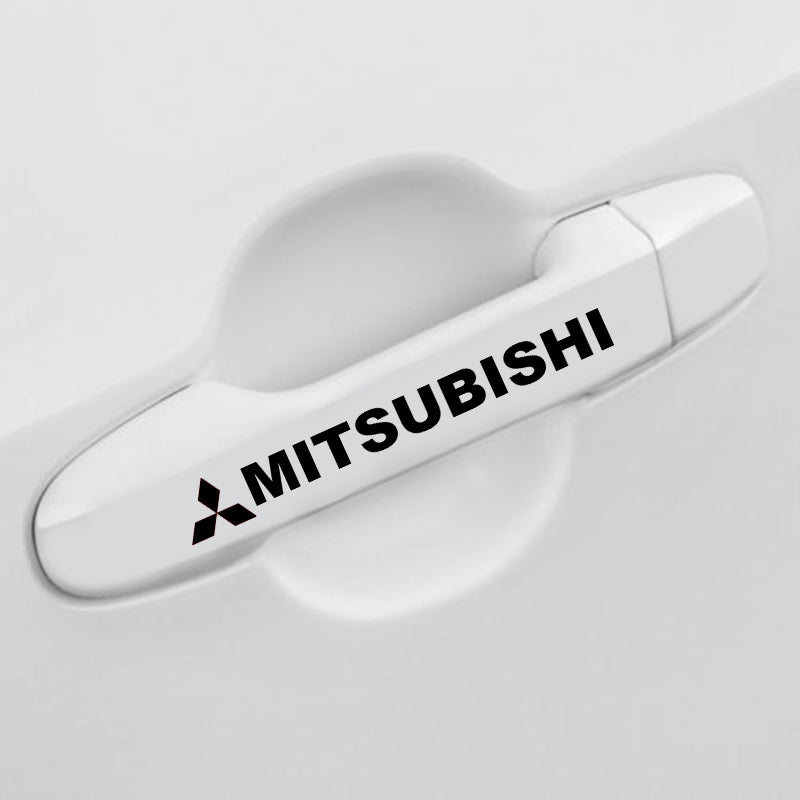 Mitsubishi decal with Logo for Door Handle, Wheel or Mirror Vinyl Decal Stickers (Set of 4)