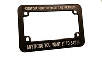 Motorcycle License Plate Frame Custom Personalize Text (Fits United State and Canadian Vehicle)
