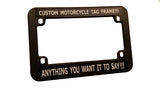 Motorcycle License Plate Frame Custom Personalize Text (Fits United State and Canadian Vehicle)
