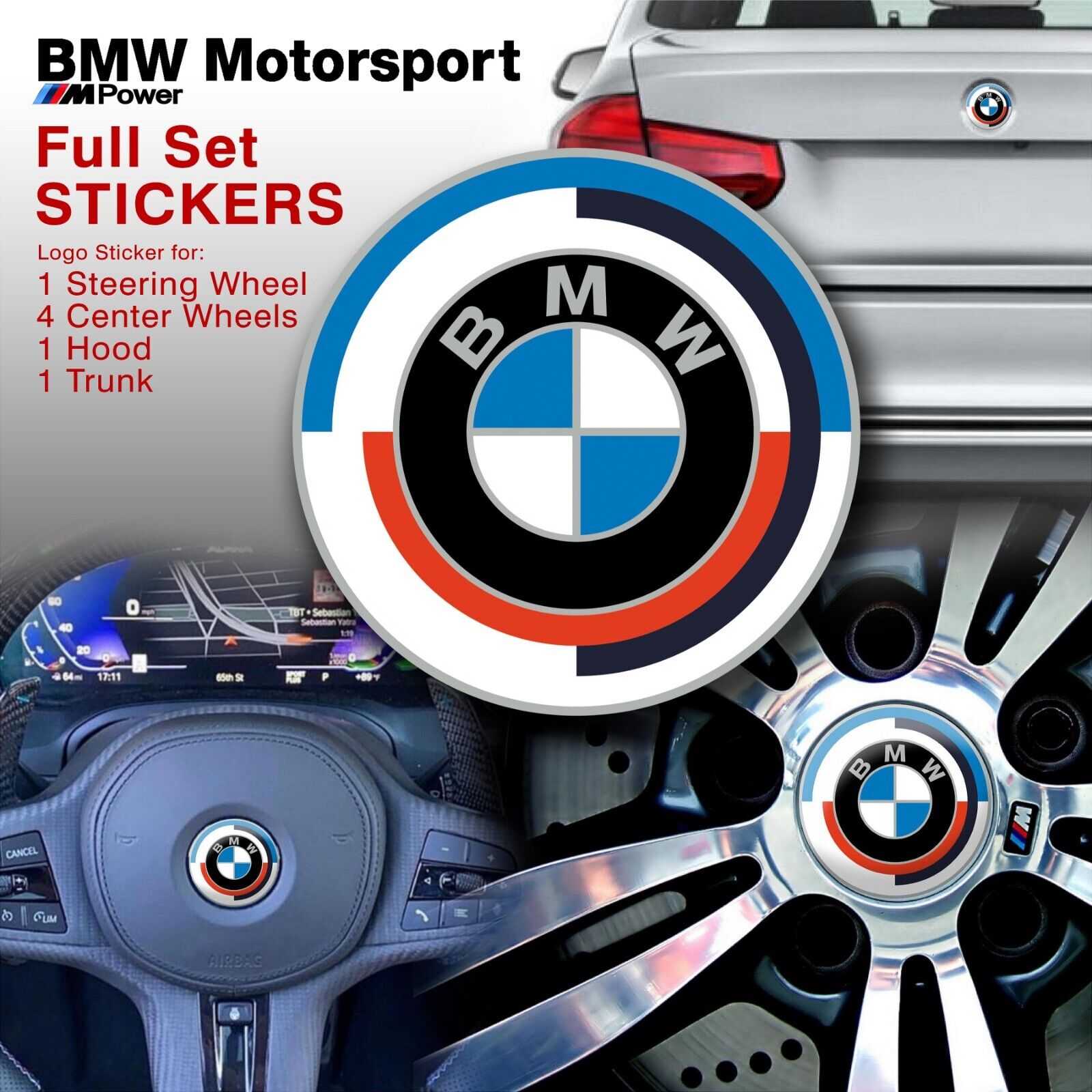 BMW Motorsport 50 years Logo Emblem Decals Stickers (Full Set) | KNL ...